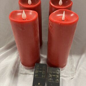 set of 4 3x8 “ 3D Flameless Candle by Illure w/ remote - Red h227542 -